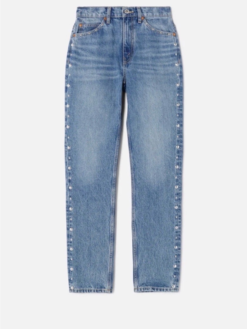 Re/Done 70’s Straight Leg High Waist Jeans with Side Studs size 28